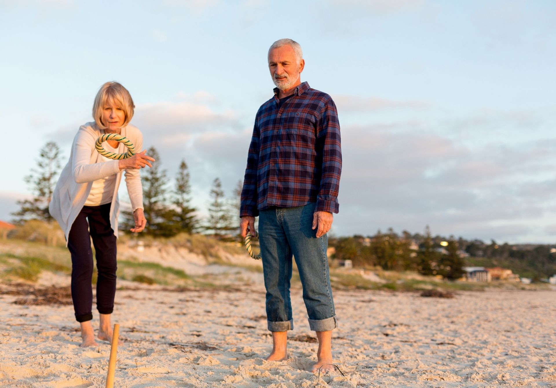 woman throwing hoops