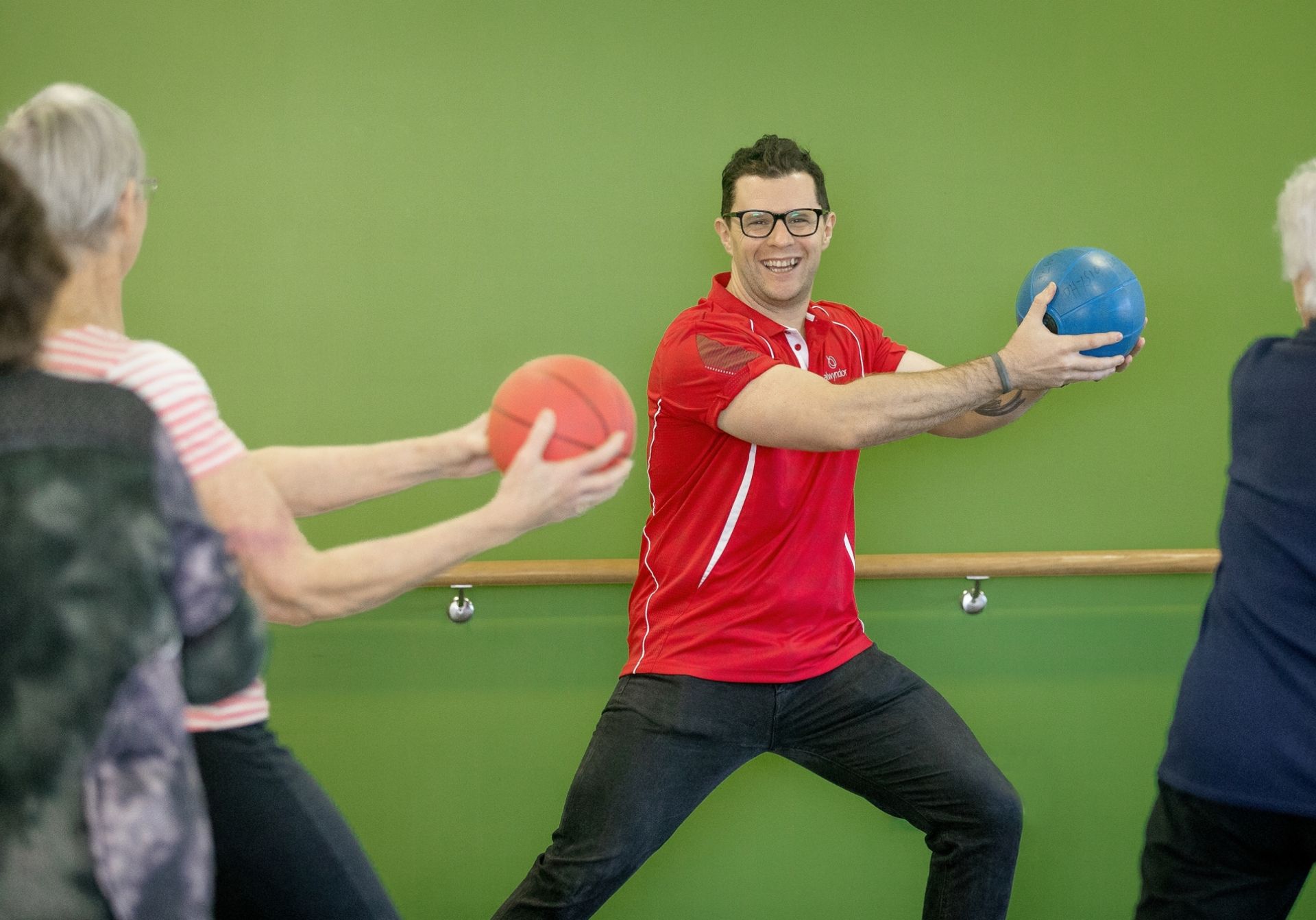 Instructor with ball